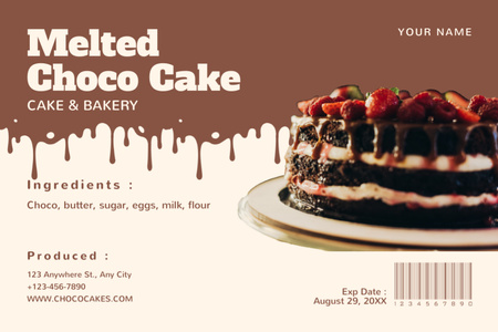 Melted Chocolate Cake Label Design Template