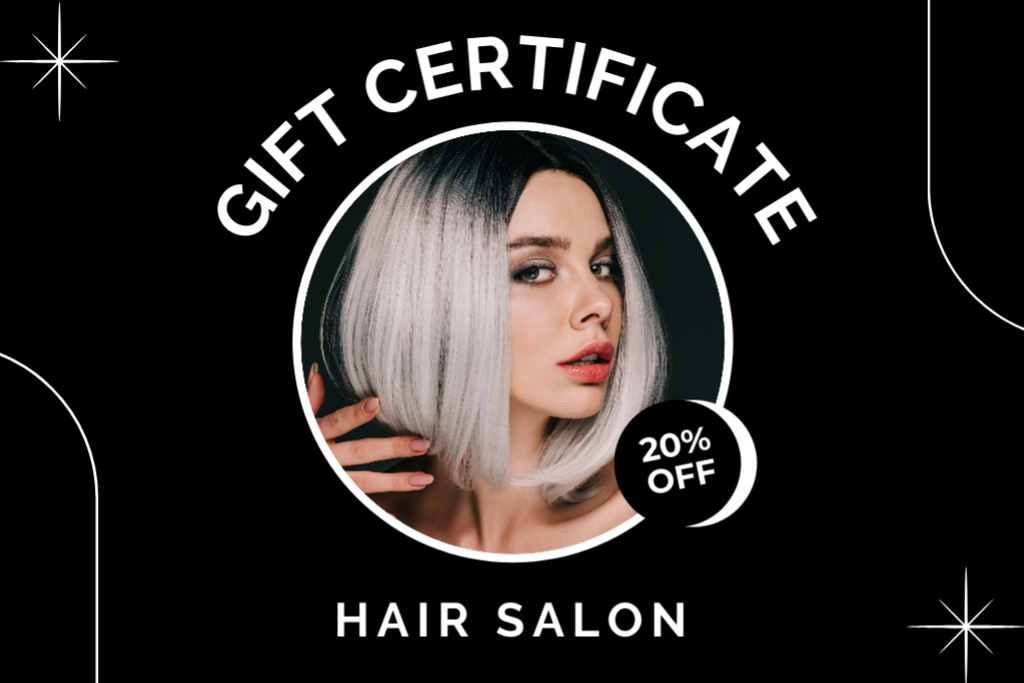 Discount Offer of Hair Cutting in Beauty Salon Gift Certificate Design Template