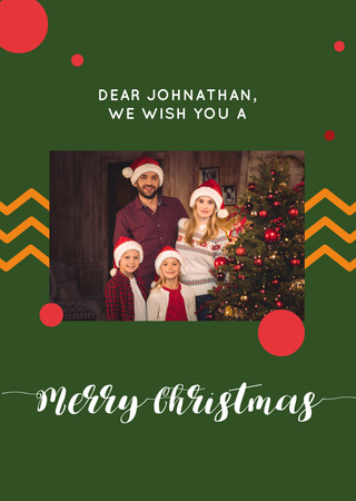Ontwerpsjabloon van Postcard A6 Vertical van Christmas Greeting With Family In Santa Hats