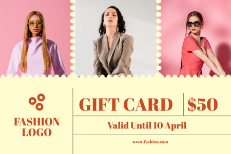 Collage with Gift Card for Fashion Collection Gift Certificate Tasarım Şablonu
