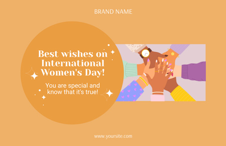 Best Wishes on International Women's Day Thank You Card 5.5x8.5in Design Template