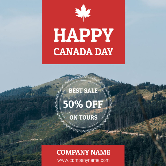 Happy Canada Day And Tours Sale Offer Instagram Πρότυπο σχεδίασης
