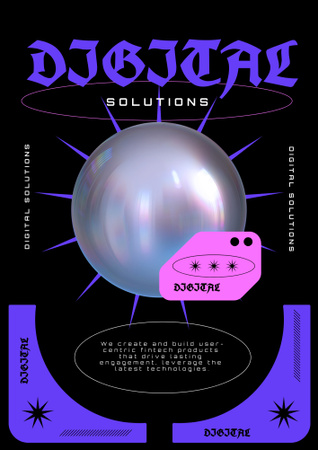 Bright Offer of Solutions for Digital Business Poster B2 Tasarım Şablonu