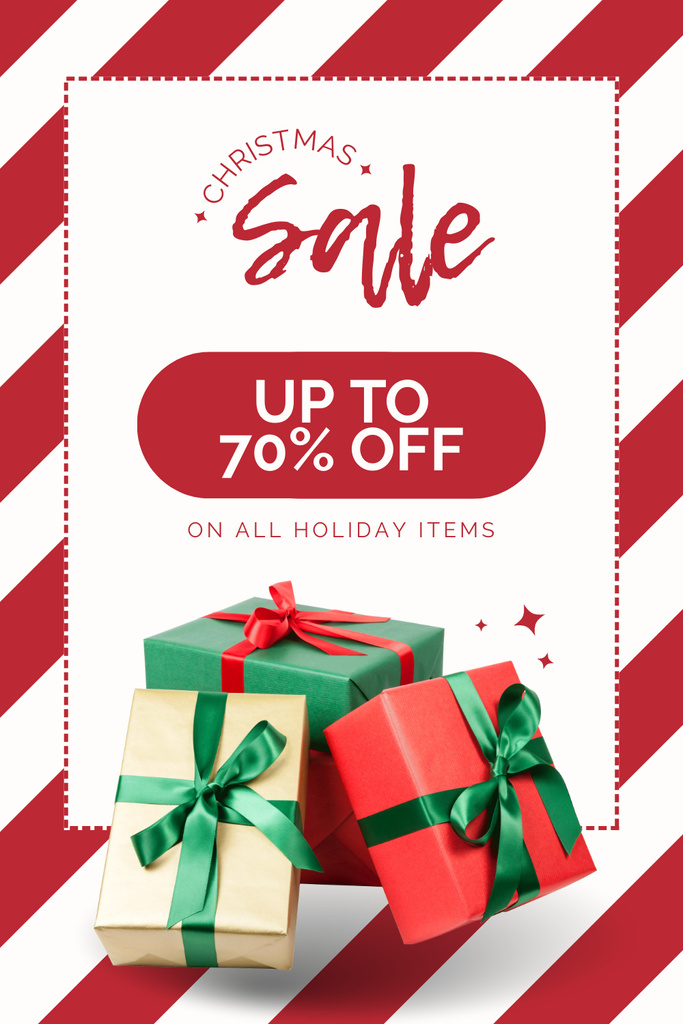 Holiday Sale Announcement with Christmas Gifts Boxes Pinterest – шаблон для дизайна