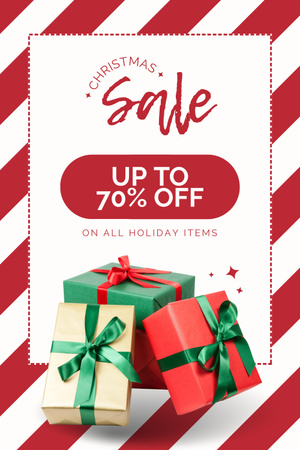 Holiday Sale Announcement with Christmas Gifts Boxes Pinterestデザインテンプレート