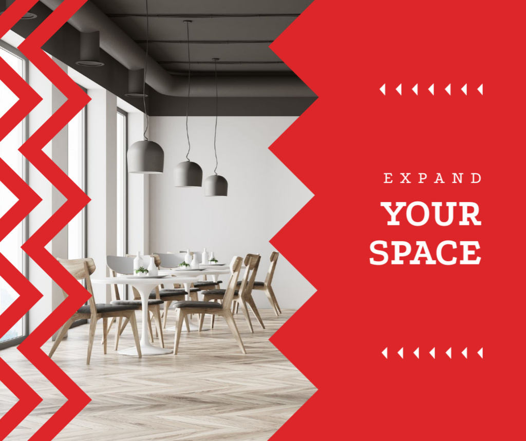 Stylish dining room interior Facebook – шаблон для дизайну