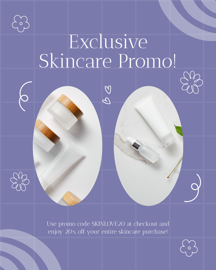 Plantilla de diseño de Ad of Exclusive Skincare Promo Instagram Post Vertical 