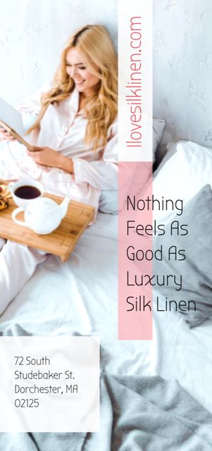 Modèle de visuel Woman resting in Bed with Silk Linen - Flyer DIN Large