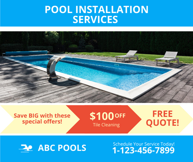 Designvorlage Best Price on Swimming Pool Installation für Facebook