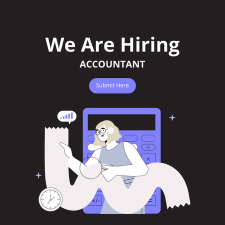 Platilla de diseño Vacancy Ad whith Woman with Magnifying Glass Instagram