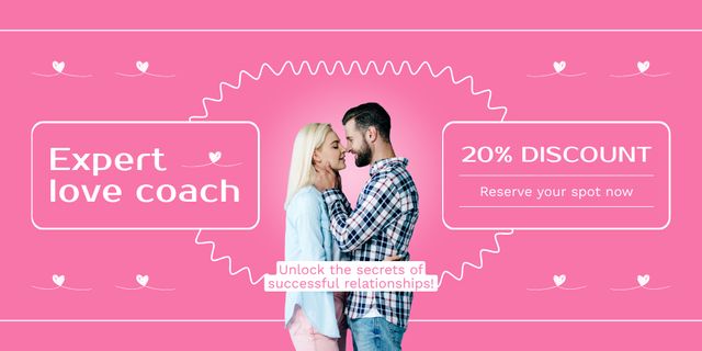 Designvorlage Discount on Love Coach Services for Couples für Twitter