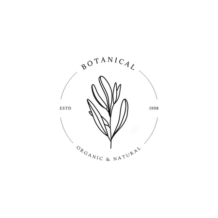 Emblem with Sketch of Plant Logo 1080x1080pxデザインテンプレート