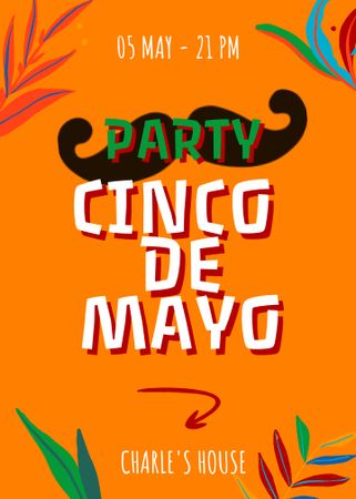 Ontwerpsjabloon van Invitation van Cinco de Mayo Party Announcement With Illustration