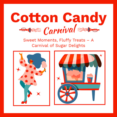 Cotton Candy Carnival With Slogan Promotion Instagram Design Template