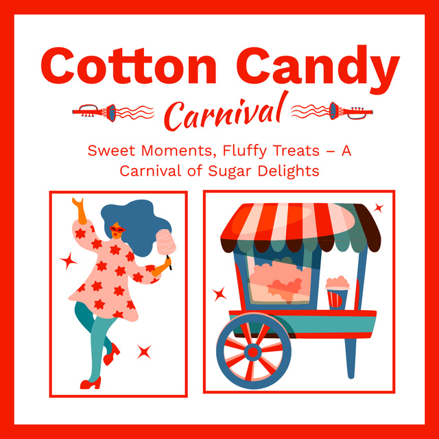 Ontwerpsjabloon van Instagram van Cotton Candy Carnival With Slogan Promotion