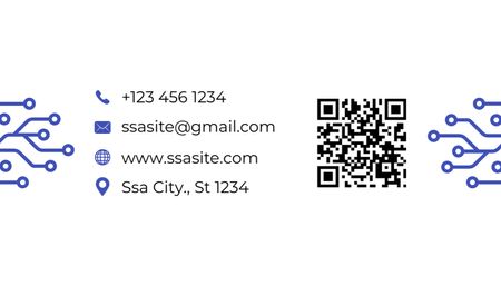 Digital Services Promotion In Blue and White Business Card US Πρότυπο σχεδίασης