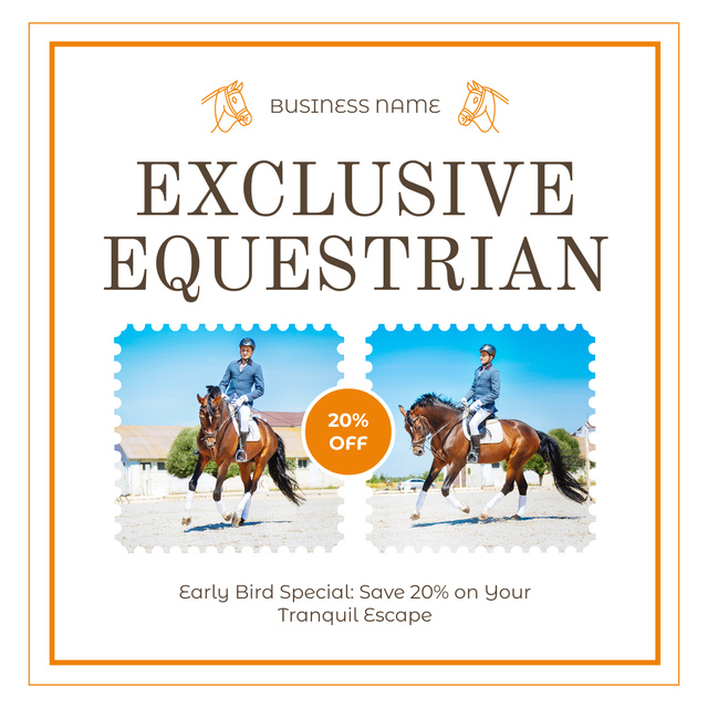 Exclusive Equestrian Vacation At Reduced Price Instagram AD – шаблон для дизайна