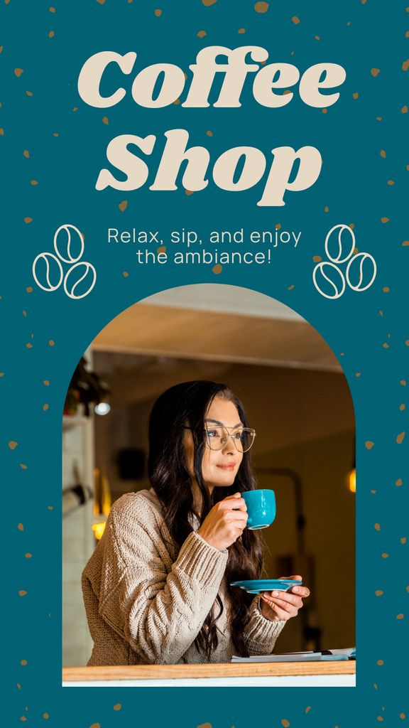 Szablon projektu Coffee Shop Offer Exquisite Coffee In Cup In Blue Instagram Story