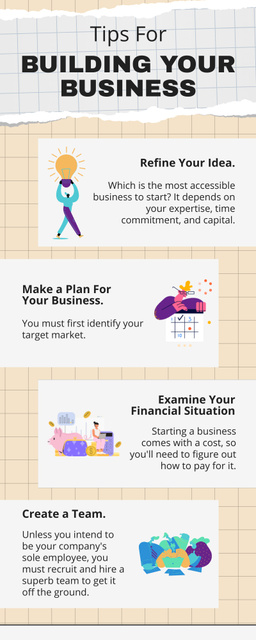 Designvorlage Overview of Tips for Building Business für Infographic