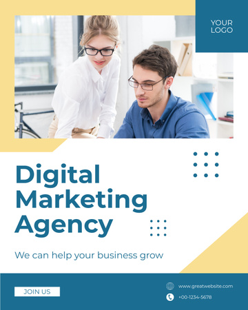 Digital Agency Services with Young Colleagues Instagram Post Vertical – шаблон для дизайна