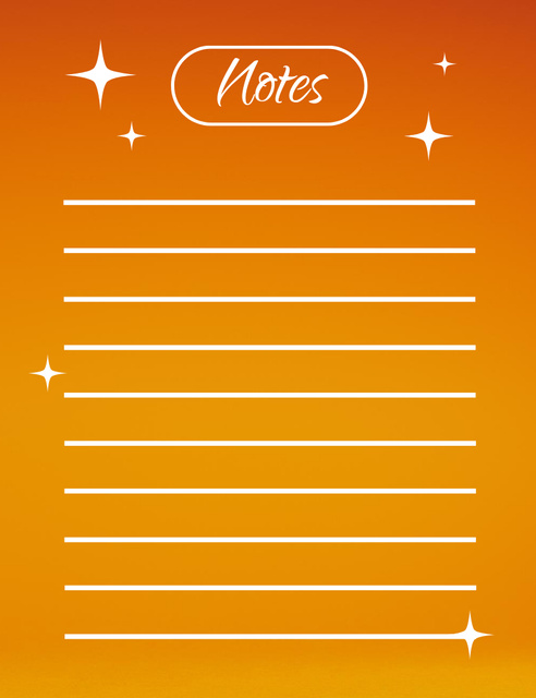 Simple Notes Planner in Orange Notepad 107x139mm Design Template