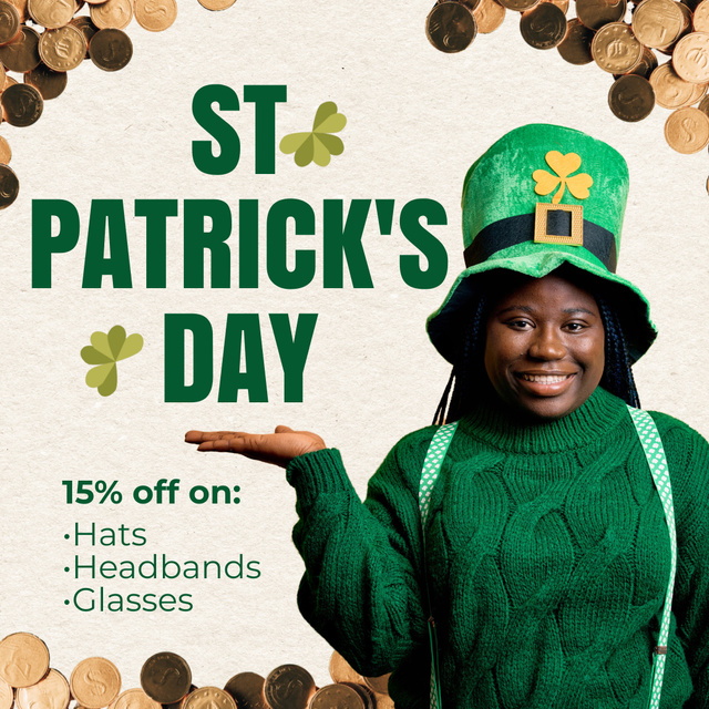 Festive Clothes And Accessories On Patrick's Day Animated Postデザインテンプレート