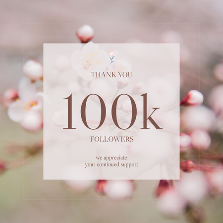 Designvorlage Dankesnachricht für 100.000 Follower für Instagram