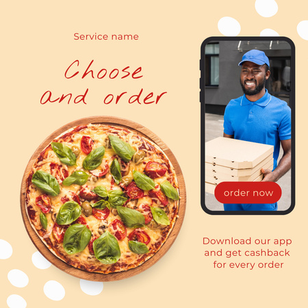 Template di design App per ordinare cibo online Instagram AD