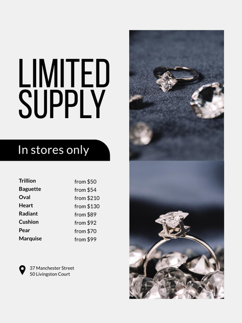 Jewelry Store Promotion with Ring with Diamond Poster US Šablona návrhu