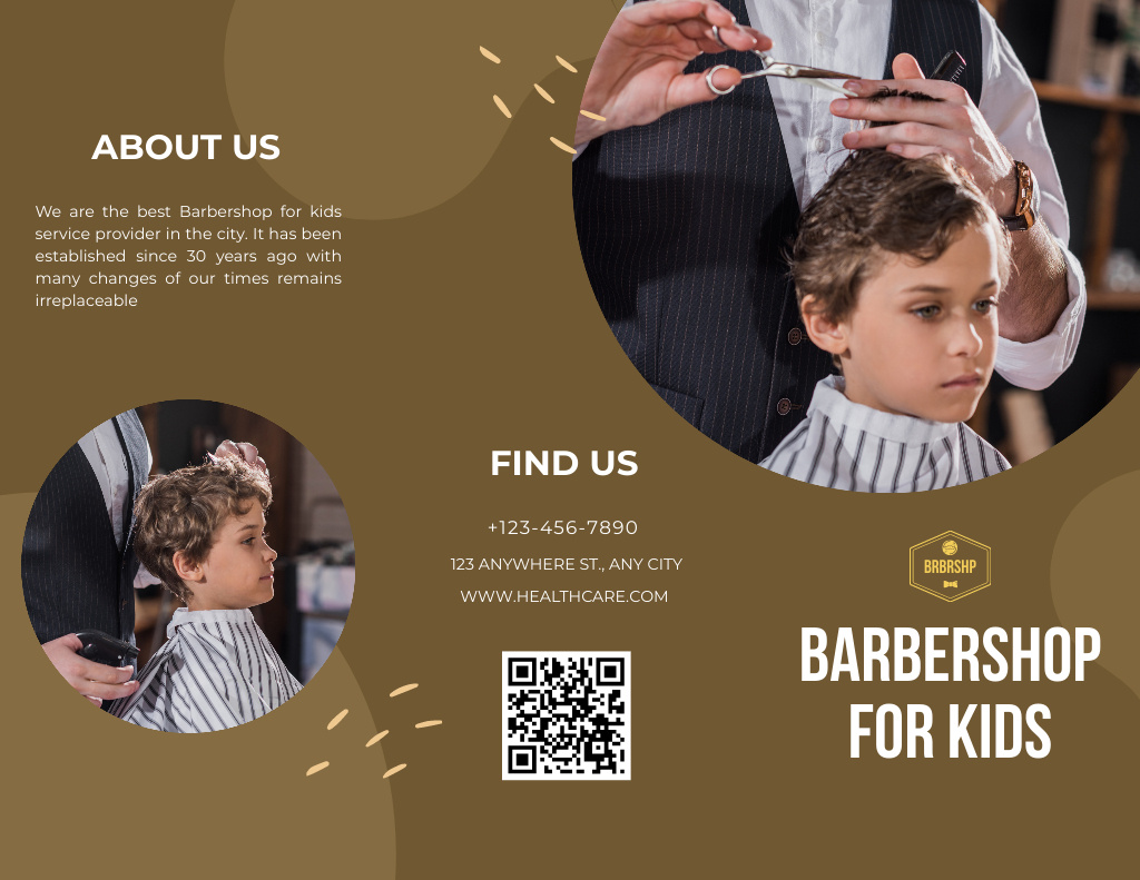 Berbershop Service Offer for Kids Brochure 8.5x11in – шаблон для дизайна