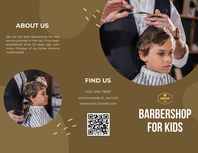 Berbershop Service Offer for Kids Brochure 8.5x11in Tasarım Şablonu
