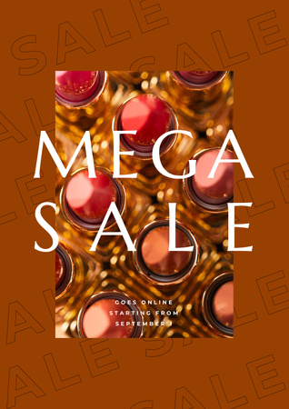 Beauty Sale Ad with Cosmetics Poster Design Template