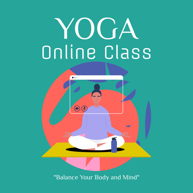 Ontwerpsjabloon van Instagram van Yoga Online Class Announcement
