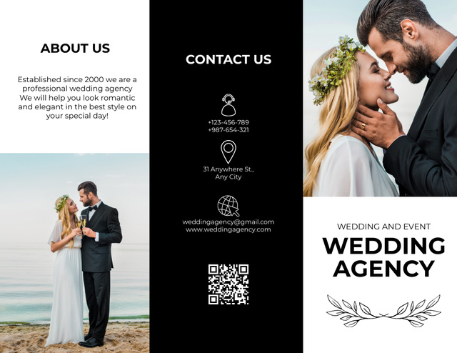 Wedding Agency Offer with Beautiful Loving Couple Brochure 8.5x11in Design Template