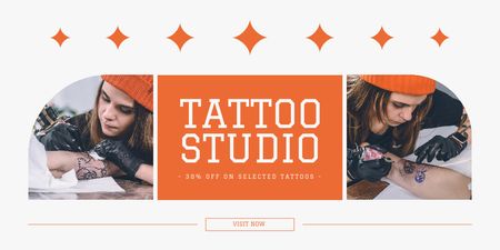 Template di design Tattoo Studio Service With Discount By Tattooist Twitter