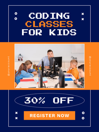 Plantilla de diseño de Anuncio de clases de programación para niños Poster US 