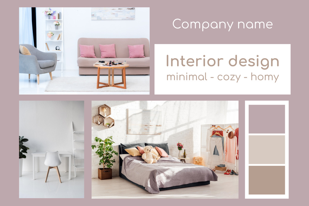 Template di design Cozy Homy Interior Design of Pastel Pink and Beige Mood Board