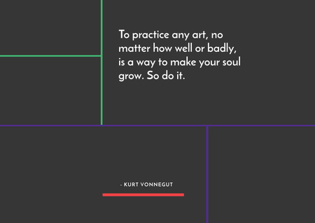 Citation about practice to any art Poster A2 Horizontal Design Template