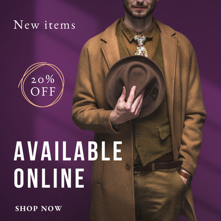 New Outfit Ad with Man in Brown Instagram Design Template