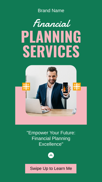 Designvorlage Ad of Financial Planning Services with Trusted Consultant für Instagram Story