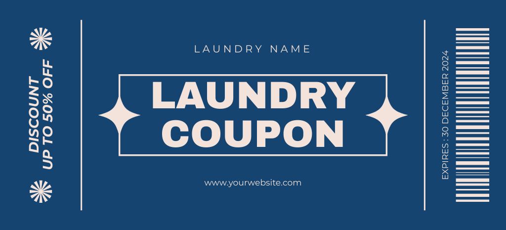 Simple Voucher on Laundry Service Coupon 3.75x8.25in Design Template