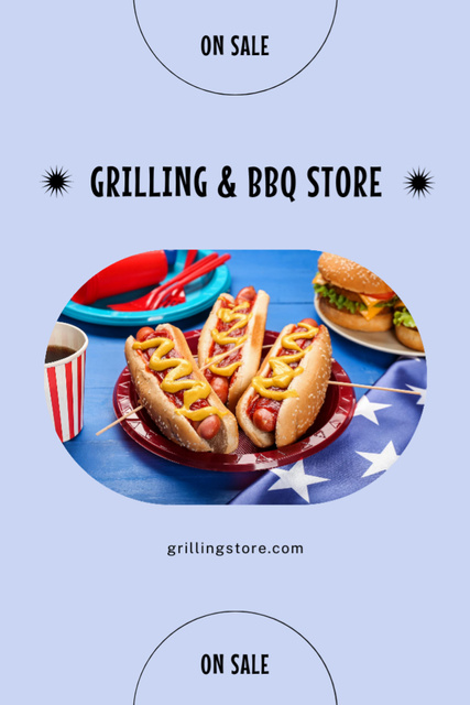 Independence Day Sale of BBQ Foods and Goods Postcard 4x6in Vertical Design Template