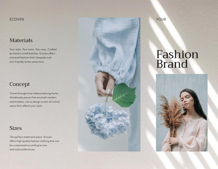 Fashion Brand Ad with Stylish Young Woman Brochure 8.5x11in Z-fold – шаблон для дизайну