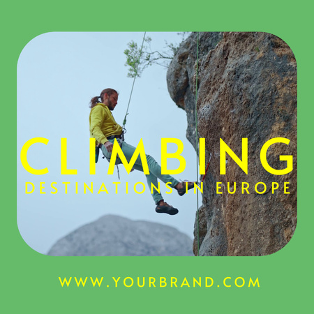 Man in Climbing Equipment on Green Animated Post Design Template