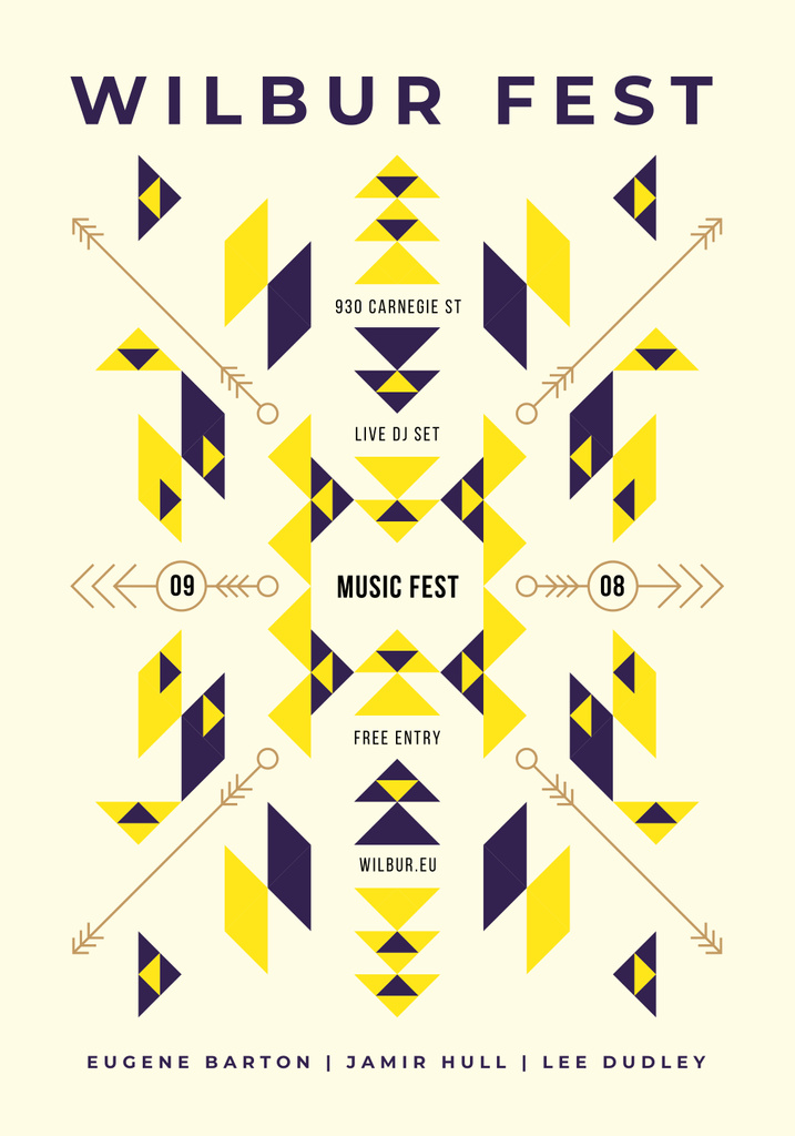 Joyful Music Fest Announcement with Geometric Ethnic Pattern Poster 28x40in Tasarım Şablonu