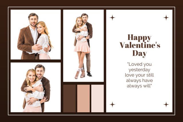 Collage on Brown for Valentine's Day Mood Board Design Template