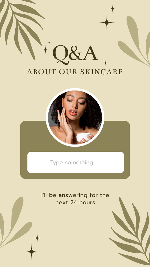 Designvorlage About Our Skincare für Instagram Story