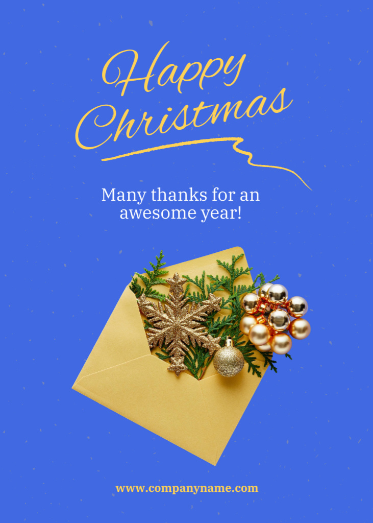 Designvorlage Cheerful Christmas Greetings with Decorations in Envelope für Postcard 5x7in Vertical