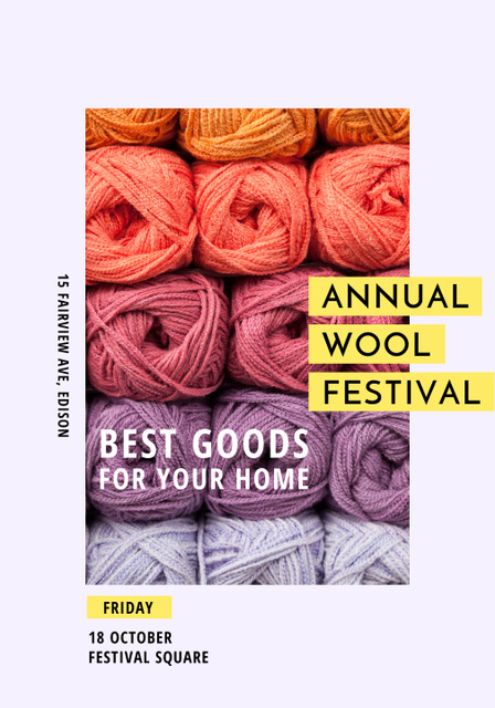 Annual Colorful Wool Festival Event Announcement On Friday Poster 28x40in Design Template
