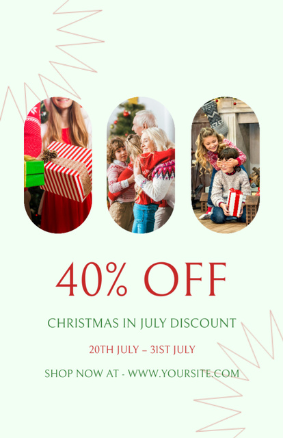 Christmas Discount in July with Happy Family Flyer 5.5x8.5in Design Template